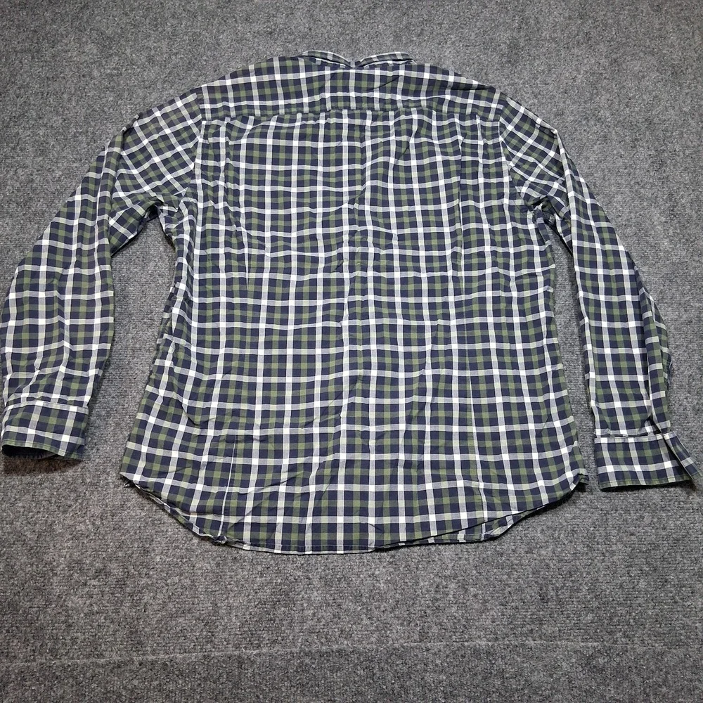 Banana Republic Shirt Mens XL Gray/Gree/Blu Plaid Long Sleeve Slim Fit Button Up